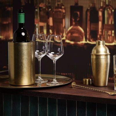 Wine cooler 12xH19cm double wall antique gold Bar