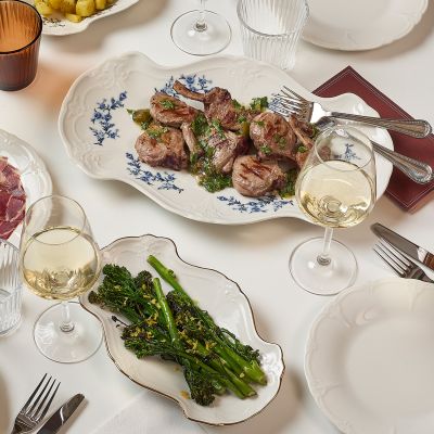 Serveerschaal 39x25cm blue flower Retro