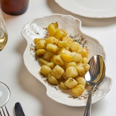 Serveerschaal 26x16cm brown flower Retro