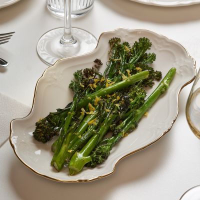 Serveerschaal 26x16cm met gouden rand Retro