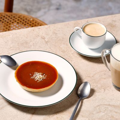 Mocha saucer 12,5cm green rim Basic White