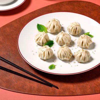 Plate 27cm burgundy rim Basic White