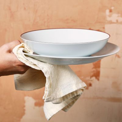 Bowl 27xH4cm coupe burgundy rim Basic White