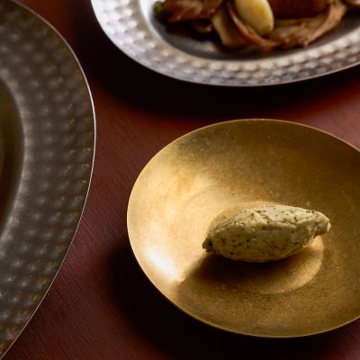 Serveerschaal 14xH2cm antique goud Serve