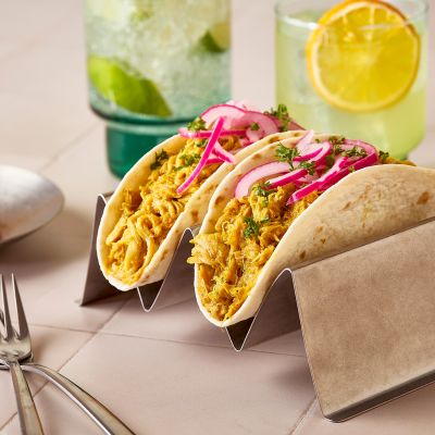 Taco houder 19x10xH6cm 3 delen antique zilver Serve