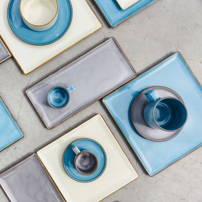 Teller flach 25,5x25,5cm blau Collect