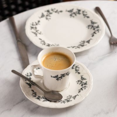 Soucoupe &agrave; moka 14cm black flower Retro