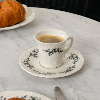 Tasse 20cl black flower Retro