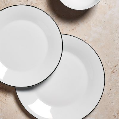 Plate 20cm black rim Basic White
