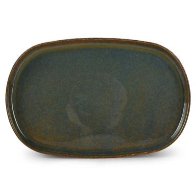 Teller flach 34x22xH2cm grün Pila
