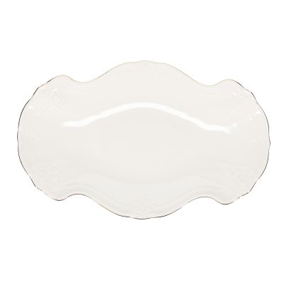 Serveerschaal 39x25cm met gouden rand Retro