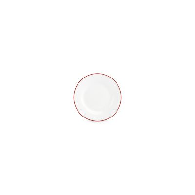 Plate 15cm burgundy rim Basic White