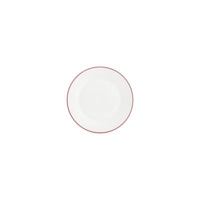 Plate 20cm burgundy rim Basic White