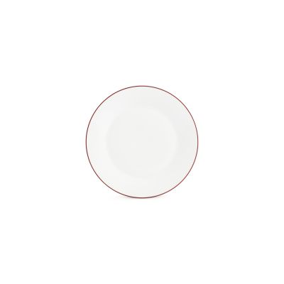 Plate 24cm burgundy rim Basic White