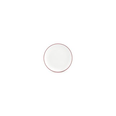 Plate 15cm coupe burgundy rim Basic White