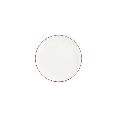 Plate 24cm coupe burgundy rim Basic White