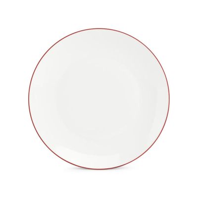 Plate 26,5cm coupe burgundy rim Basic White