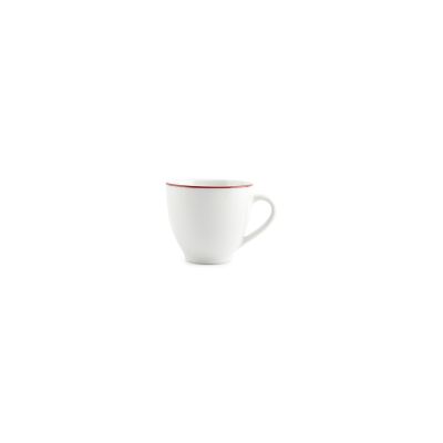 Cup 20cl burgundy rim Basic White